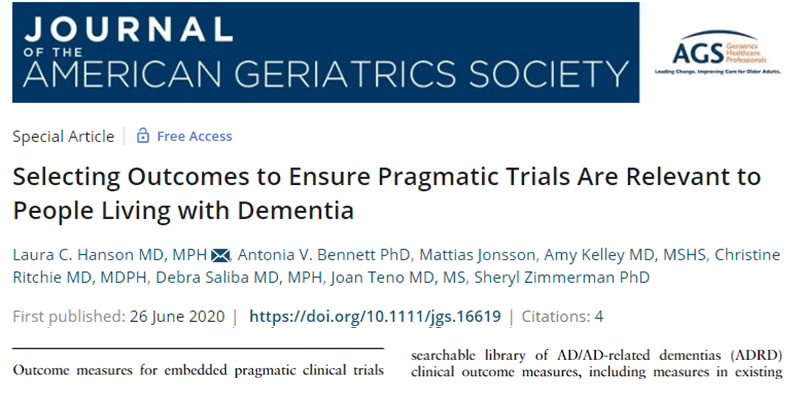 JAGS Special Issue: Selecting Outcomes to Ensure Pragmatic Trials Are Relevant to People Living with Dementia