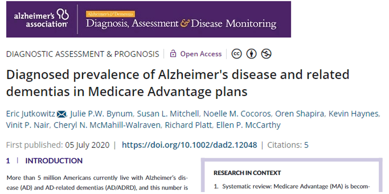 IMPACT Technical Data Core members explore diagnosed prevalence of Alzheimer's disease and related dementias in Medicare Advantage plans