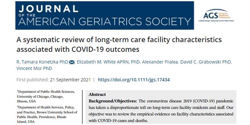Mor co-authors systematic review of long-term care facility characteristics associated with COVID-19 outcomes