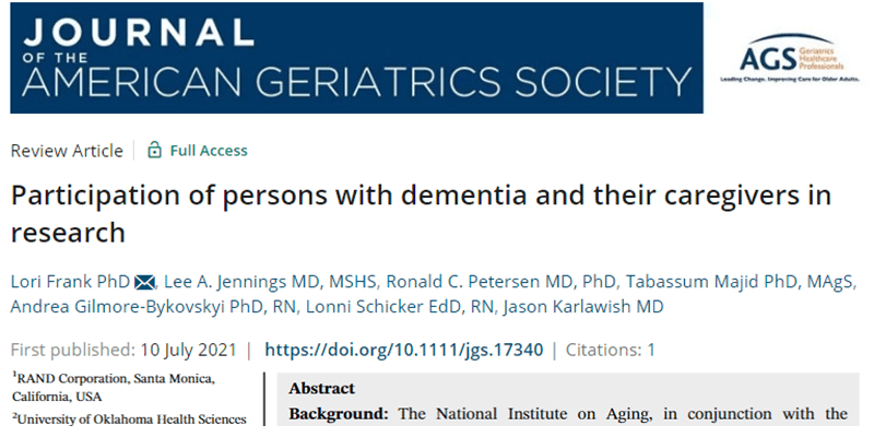 Karlawish contributes to review article on research participation by persons living with dementia and their caregivers
