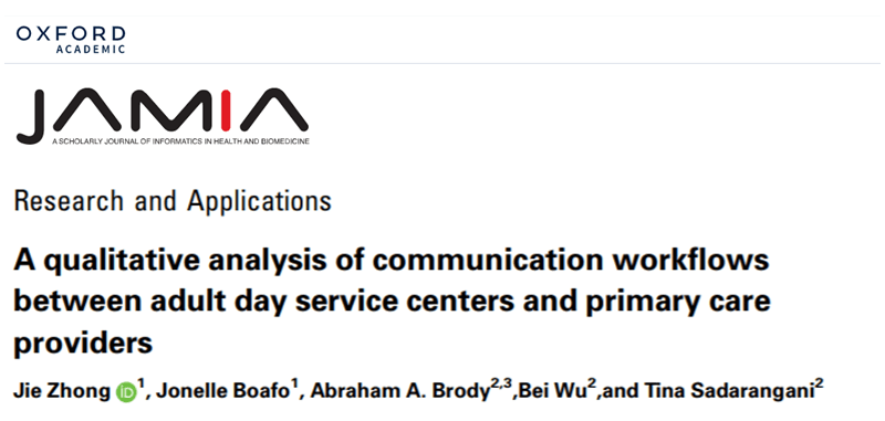 IMPACT members publish qualitative analysis of communication workflows between adult day service centers and primary care providers