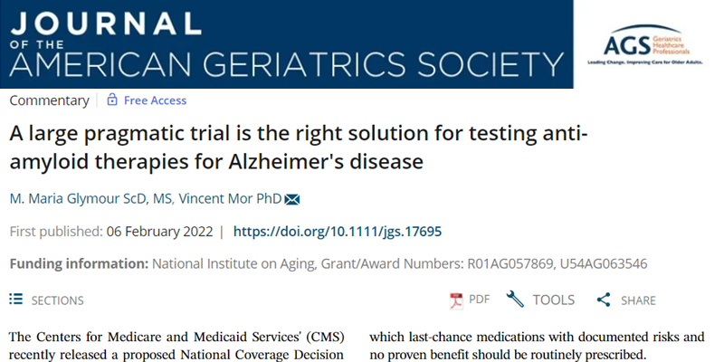 Mor and co-author encourage the use of large pragmatic trials to test anti-amyloid therapies for Alzheimer’s disease
