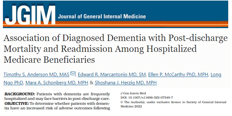 McCarthy co-authors article examining whether patients with dementia have increased risk of adverse outcomes after discharge