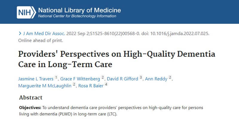 Travers, Gifford and Baier co-author qualitative study on providers’ perspectives on high-quality dementia care