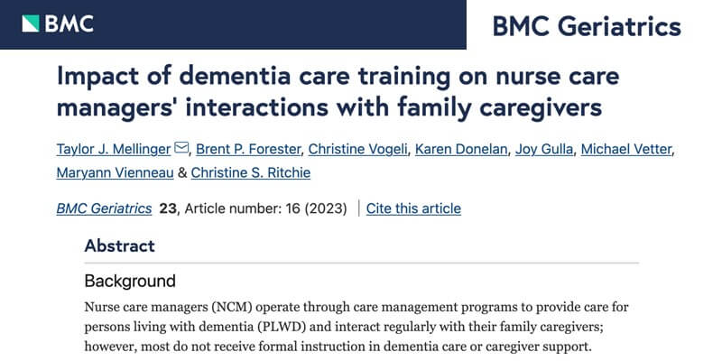 IMPACT members demonstrate impact of dementia care training on nurse care managers’ interactions with family caregivers