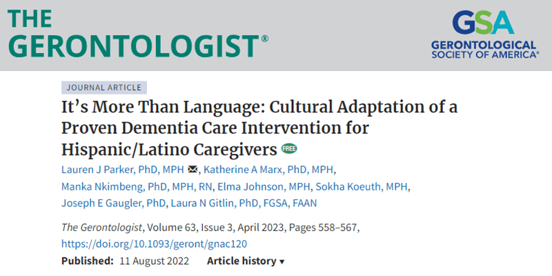 It's more than language: cultural adaptation of a proven dementia care intervention for Hispanic/Latino Caregivers