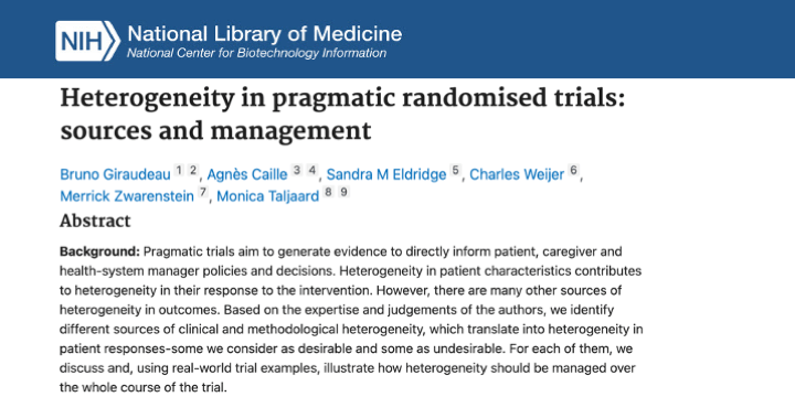 Taljaard co-authors article addressing heterogeneity in trials and how to manage its effects