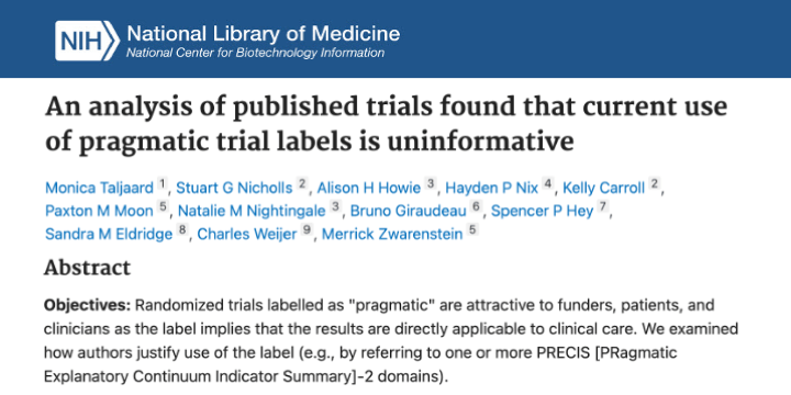 IMPACT members examine use of the label “pragmatic” in clinical trials and determine that its use is not useful