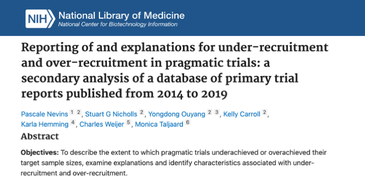 Taljaard co-authors article exploring under- and over-recruitment in pragmatic trials