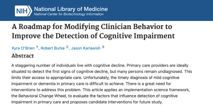 IMPACT leaders are among authors of article exploring the role of primary care providers in cognitive decline detection