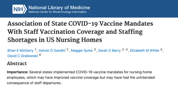 Study how vaccine mandates affected nursing home staff shortages co-authored by IMPACT funded investigator