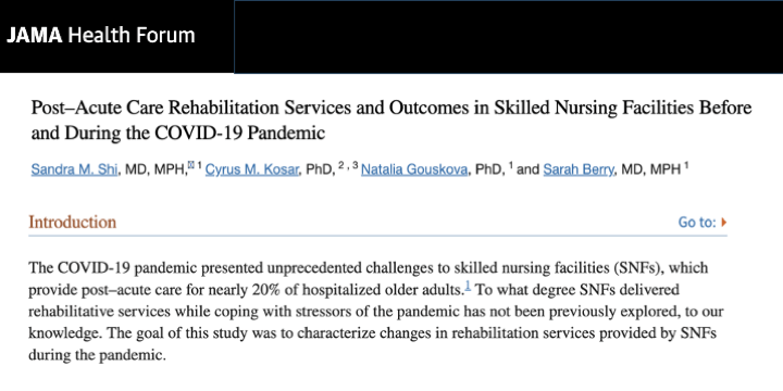Article explores pandemic affects on skilled nursing facility care