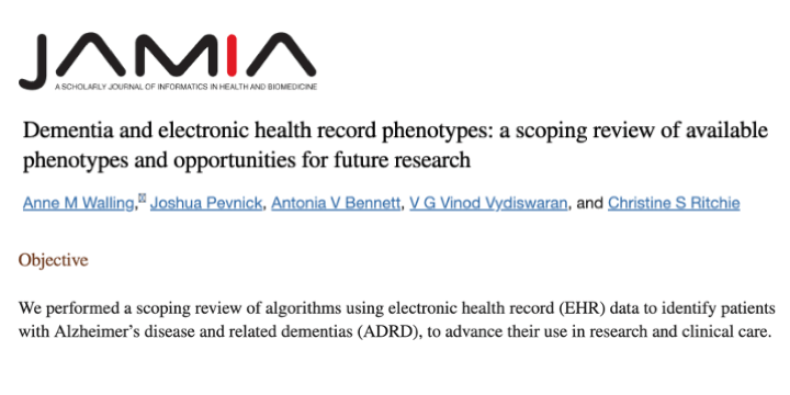 IMPACT members explore how algorithms using electronic health records can identify patients with Alzheimer’s disease or related dementias