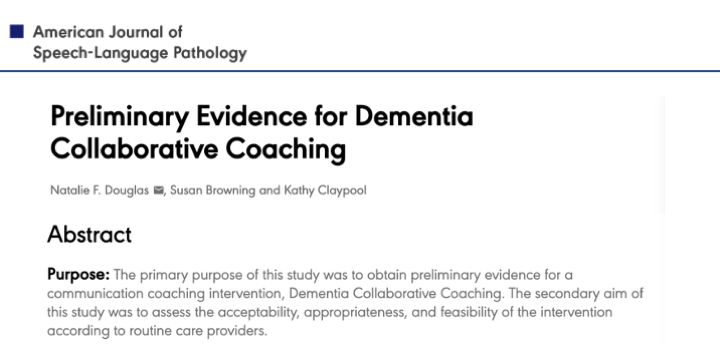Preliminary Evidence for Dementia Collaborative Coaching