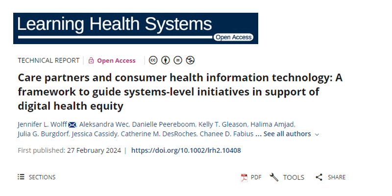 Care partners and consumer health information technology: A framework to guide systems-level initiatives in support of digital health equity