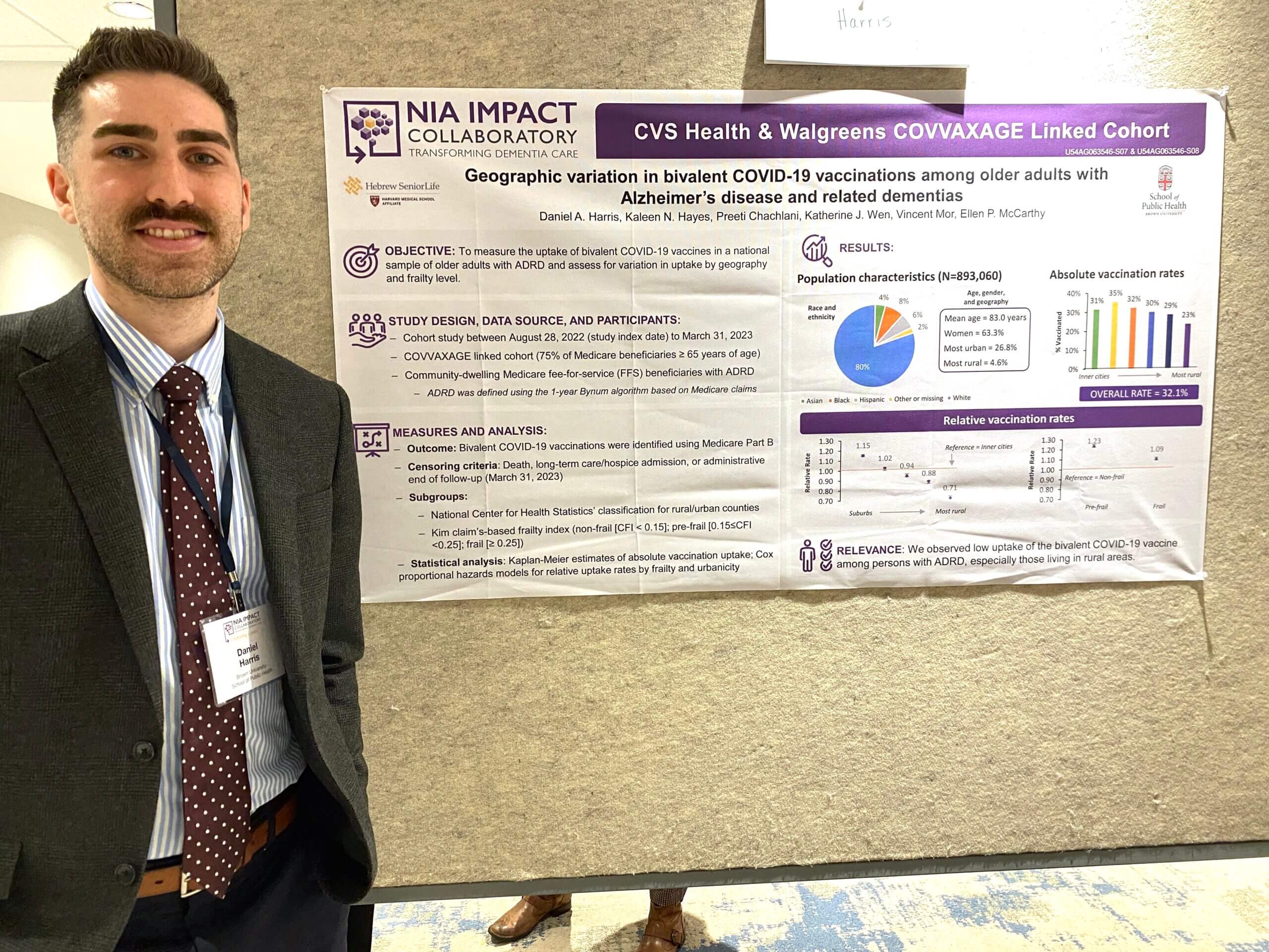 Daniel Harris standing next to their poster at the 2024 IMPACT Conference