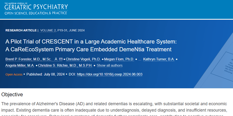 IMPACT Awardee Forester Publishes Results of Pilot Study on Dementia Care Training for Nurse Care Managers