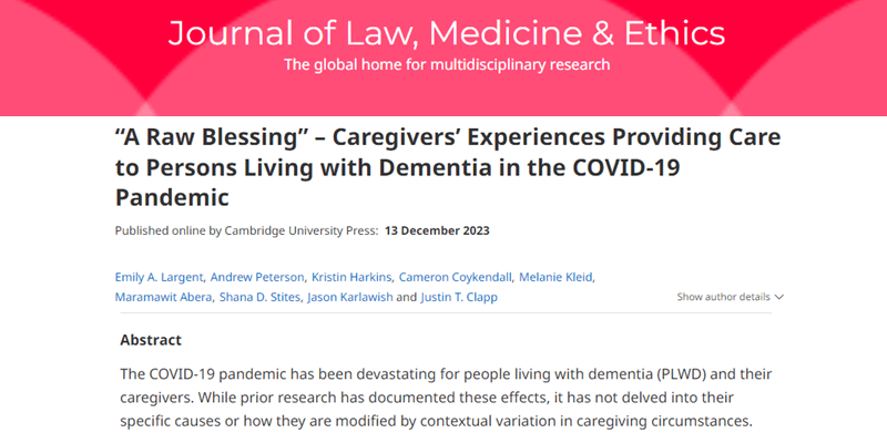 “A Raw Blessing” – Caregivers’ Experiences Providing Care to Persons Living with Dementia in the COVID-19 Pandemic
