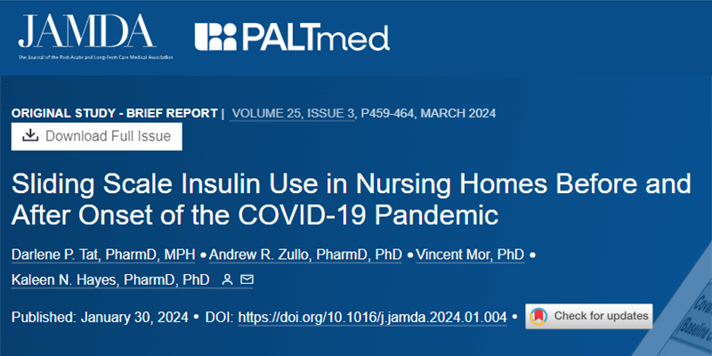 Sliding Scale Insulin Use in Nursing Homes Before and After Onset of the COVID-19 Pandemic