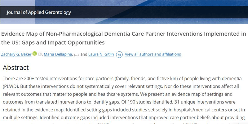 Evidence Map of Non-Pharmacological Dementia Care Partner Interventions Implemented in the US: Gaps and Impact Opportunities