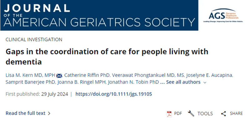 IMPACT Demonstration Project Awardee publishes results of survey measuring perceptions of care coordination and adverse events among people living with dementia