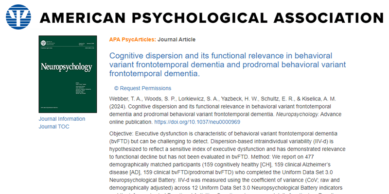 Kiselica and team explore variability within a neurocognitive test battery as indicator of cognitive dysfunction