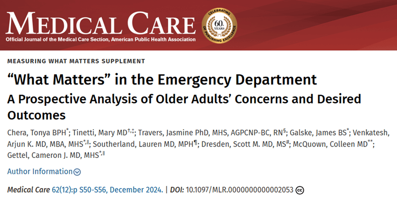 IMPACT authors explore goals and concerns of older adults during emergency department visits