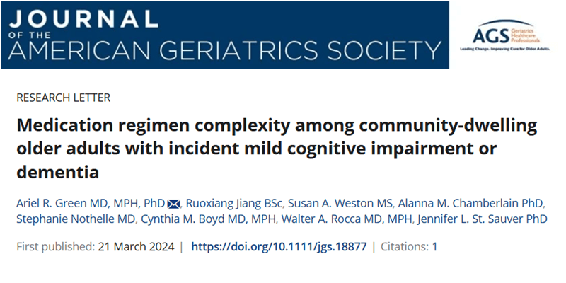Medication regimen complexity among community-dwelling older adults with incident mild cognitive impairment or dementia